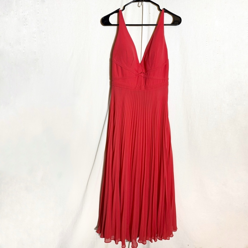Laundry Shelli segal // nwt hibiscus pleated chiffon open back gown size 10 ap2